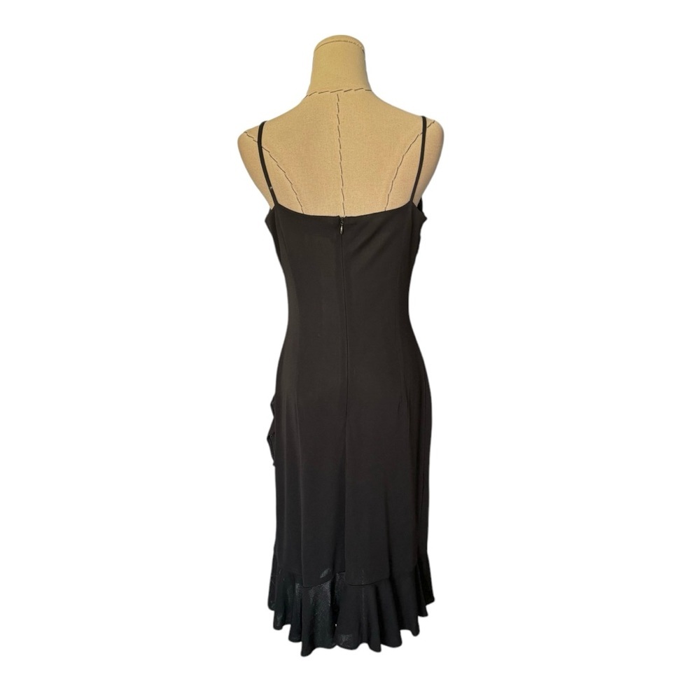Vintage 90s Terry Paris Black Cocktail Evening Dress Draping Embroidery S M - Picture 8 of 11